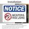 Signmission Weapon Free Zone OSHA Notice Sign, Vinyl Decal, 10in W x 7in L, 2PK OS-2PACK-NS-D-710-L-16888 - alternate 6